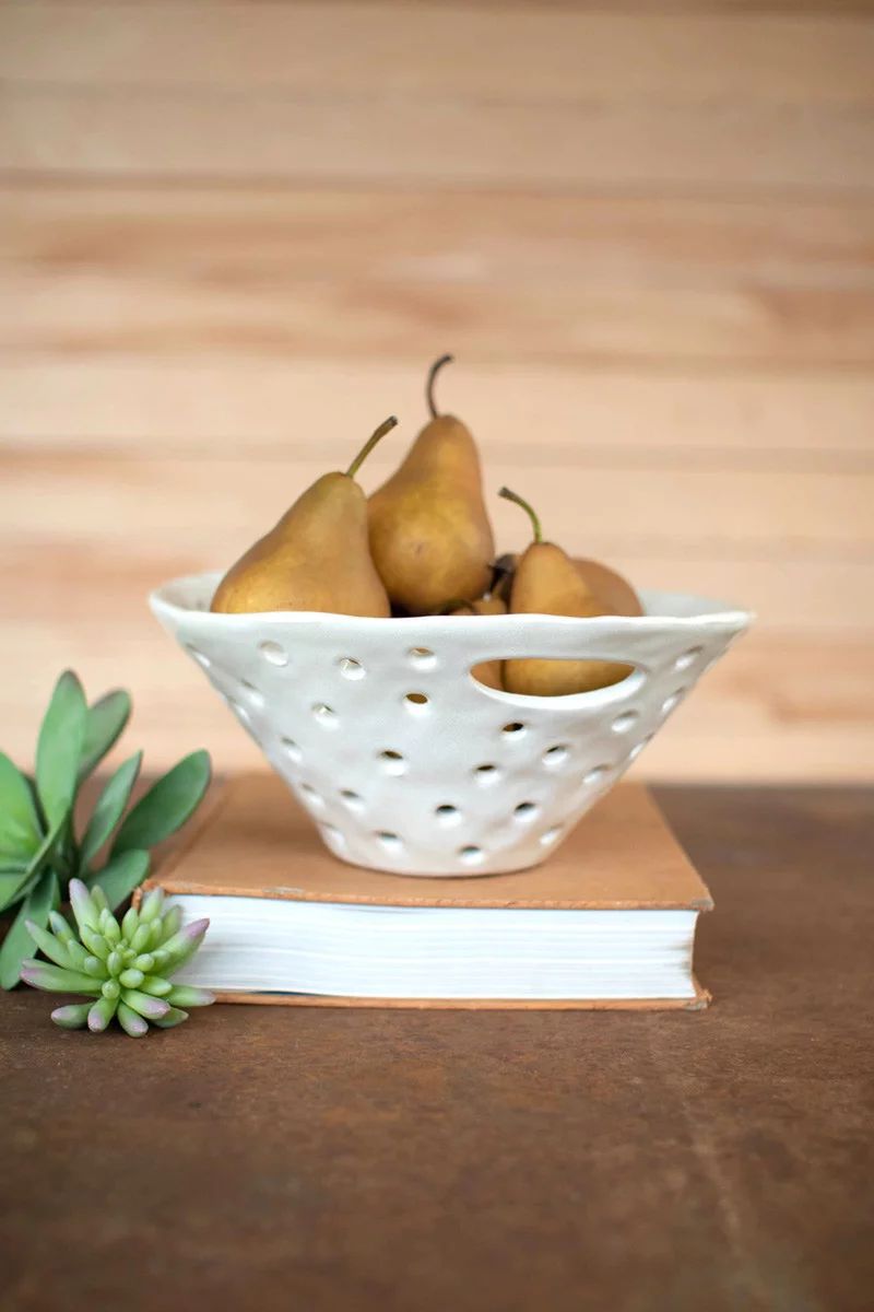 WHITE CERAMIC BERRY BOWL WITH A HANDLES | Walmart (US)