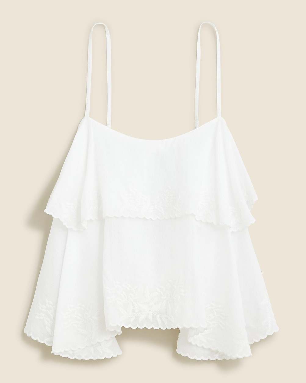 Tiered tank top with embroidery in cotton voile | J. Crew US