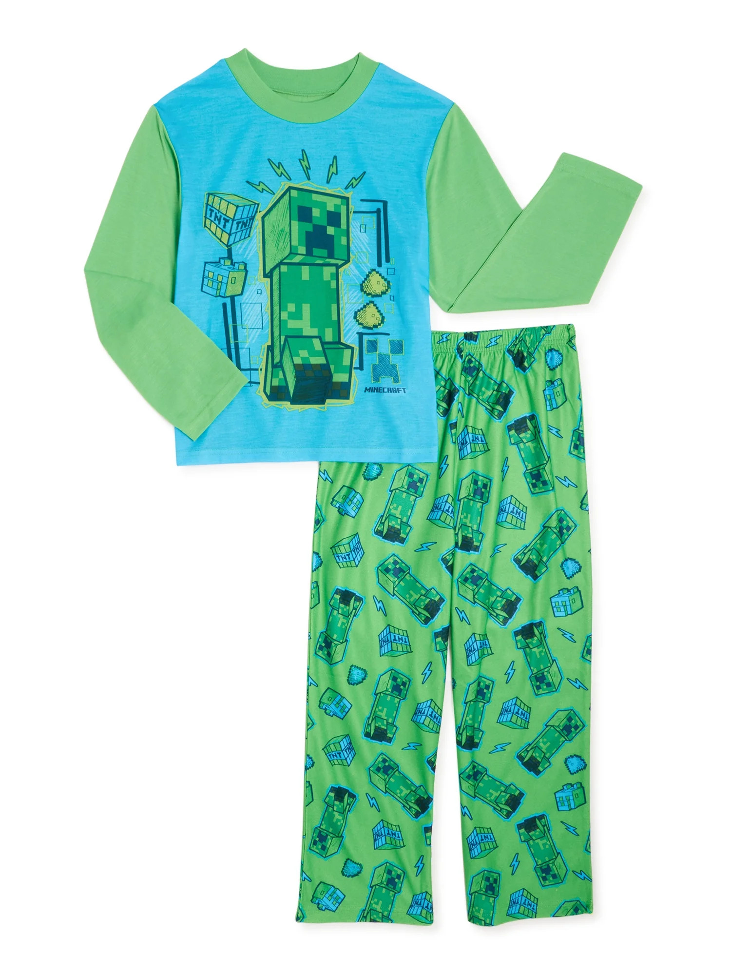Minecraft Boys Classic Long Sleeve Shirt and Pants Pajama Set, 2-Piece, Sizes 4-10 - Walmart.com | Walmart (US)