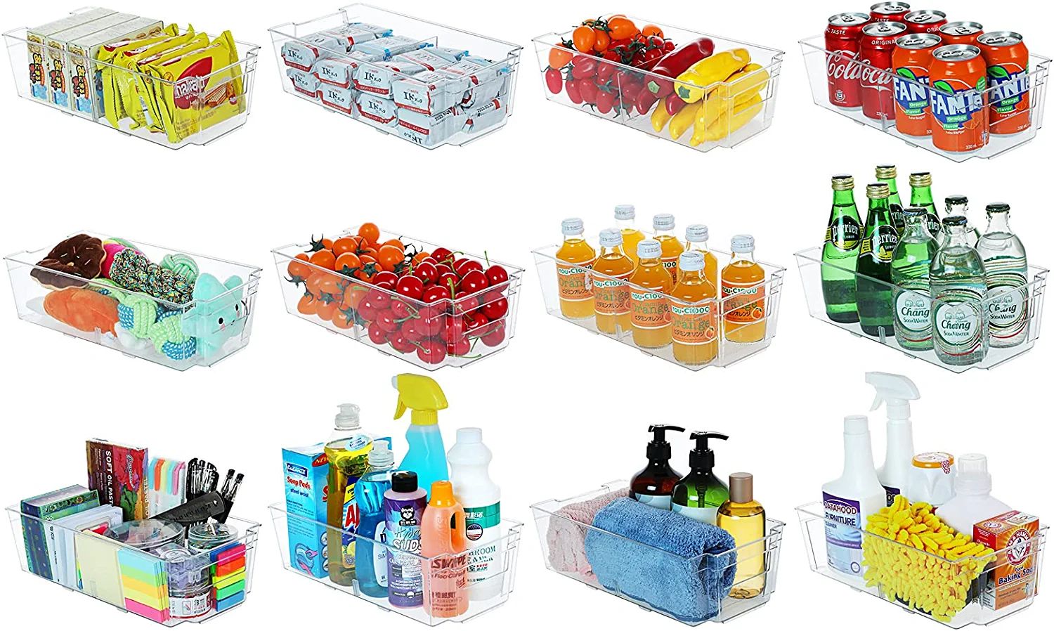 HERKKA Plastic Storage Organizer Container Bin with Dividers for Bathroom, Pantry, Kitchen Cabine... | Amazon (US)