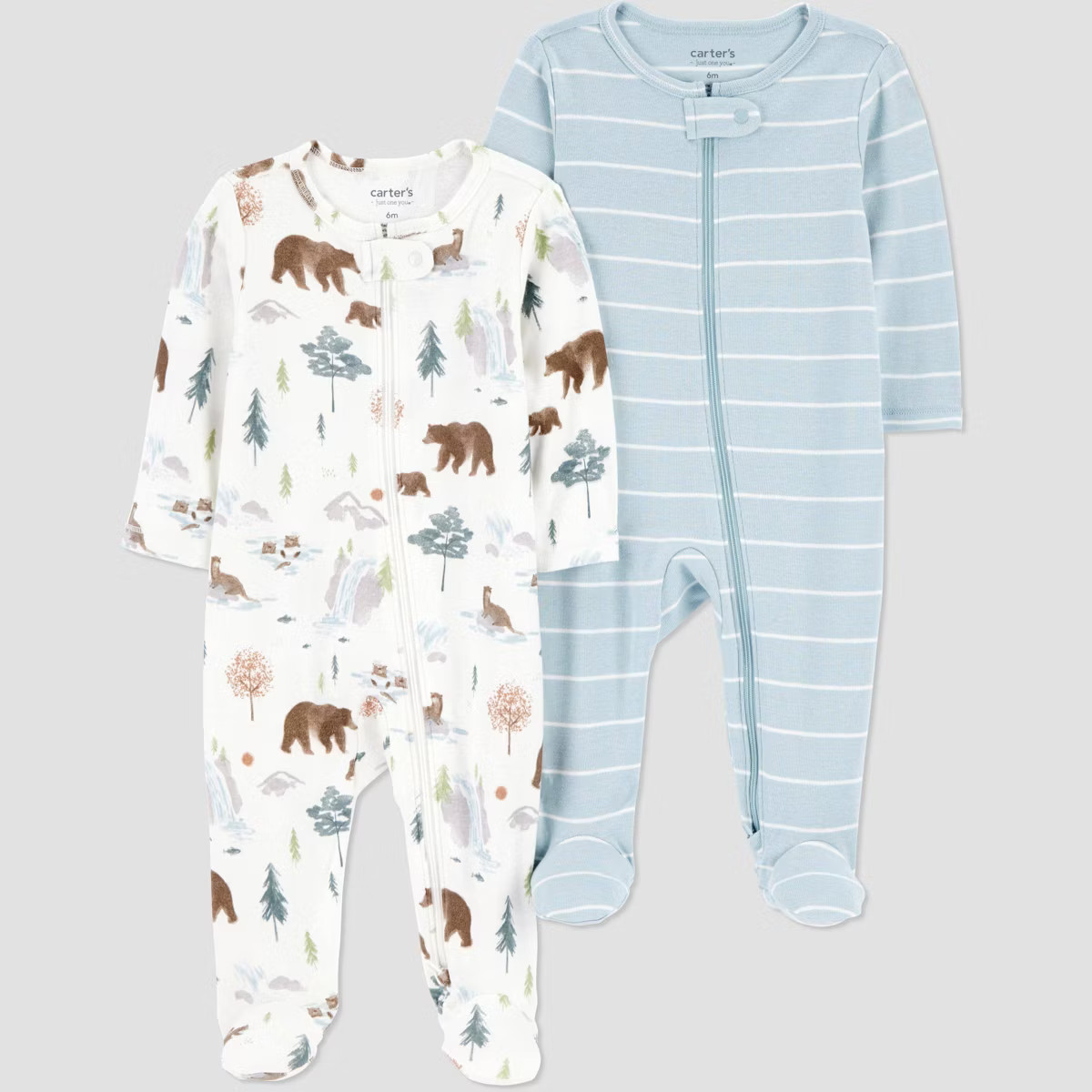 Carter's Just One You® Baby Boys' 2pk Forest/Striped Sleep N' Play - Blue | Target