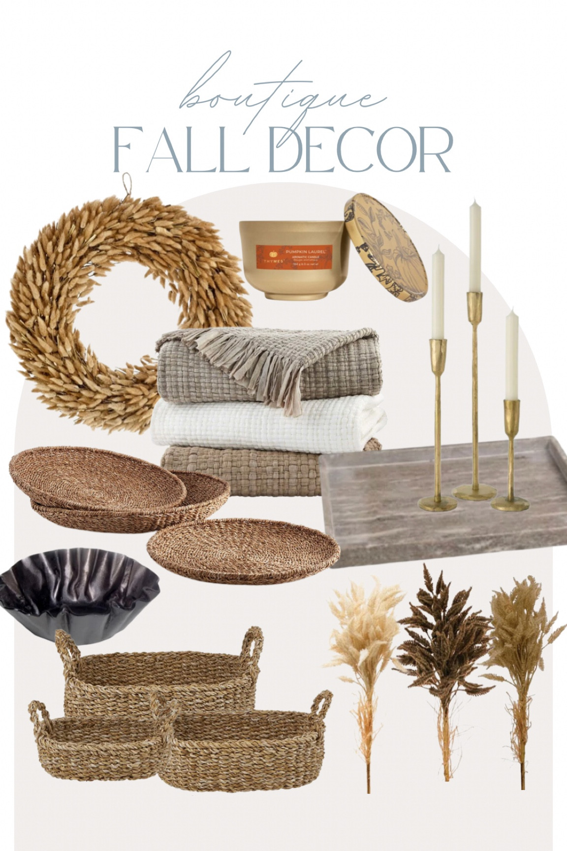 Boutique fall decor, fall home, fall decor, cozy home decor, woven tray, brass candlesticks, fall wreath, fall stems, fall florals, throw blanket, pumpkin candle 

#LTKhome #LTKSeasonal