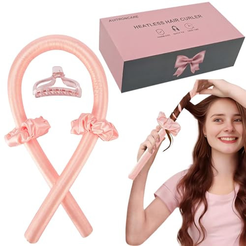Heatless Curling set,Silk Curls Rod Headband,No Heat Rollers to Sleep in Overnight,Satin Hair Curlers for Long and Medium Hair(Pink) | Amazon (US)
