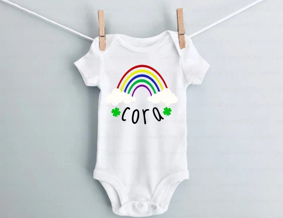 Custom Name St. Patrick's Day Rainbow Onesie Bodysuit  | Etsy | Etsy (US)