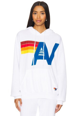 Aviator Nation Logo Stitch Pullover Hoodie in White from Revolve.com | Revolve Clothing (Global)