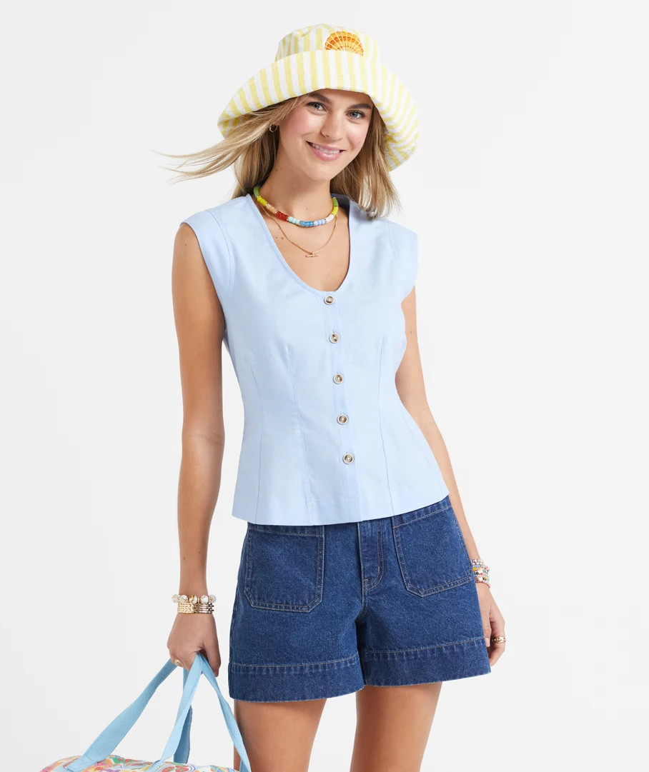 LILA BUTTON THROUGH TOP | Sportsgirl