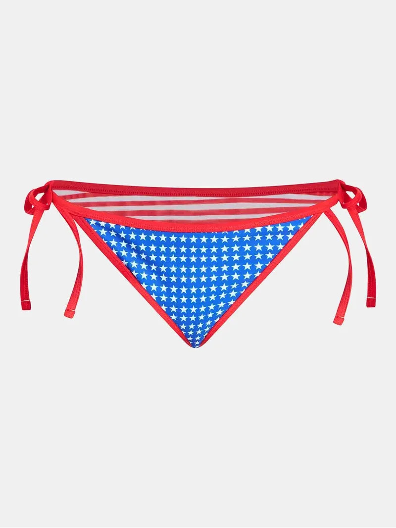 No Boundaries Stars and Stripes Low Rise String Swim Bottoms, Women's XXS-XXL | Walmart (US)