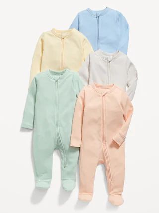 Unisex 2-Way-Zip Sleep & Play Footed One-Piece 5-Pack for Baby | Old Navy (US)