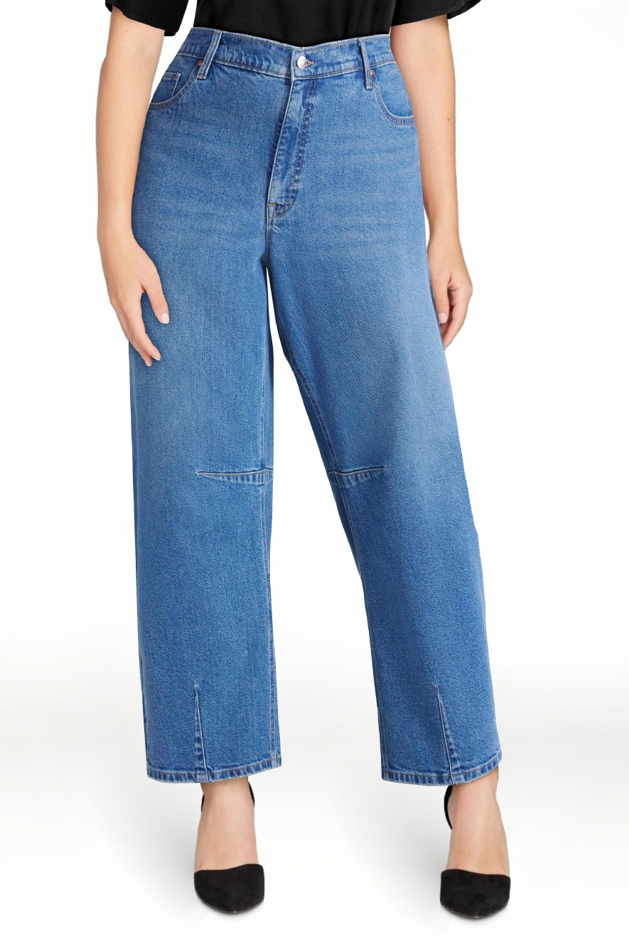 Sofia by Sofia Vergara Women's and Women's Plus Barrel Super High Rise Jeans, 27" Inseam, Sizes 0... | Walmart (US)