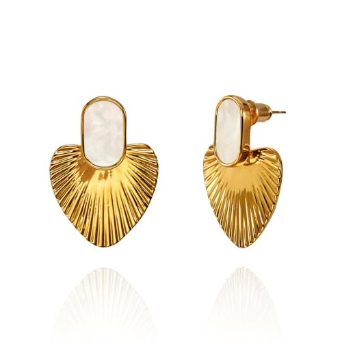 CW Black/Red/Green/White/Pale yellow heart earrings for women，24K gold-plated statement dangle ... | Amazon (US)