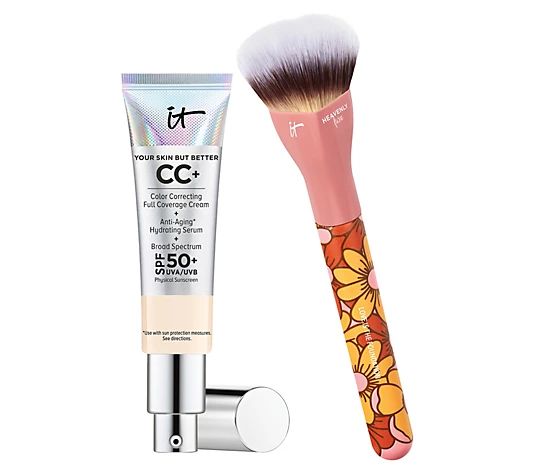 IT Cosmetics CC Cream SPF50 Foundation w/ Holiday Heart Brush | QVC