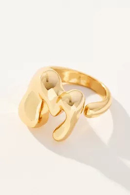 Gold Bubble Letter Monogram Ring | Anthropologie (US)