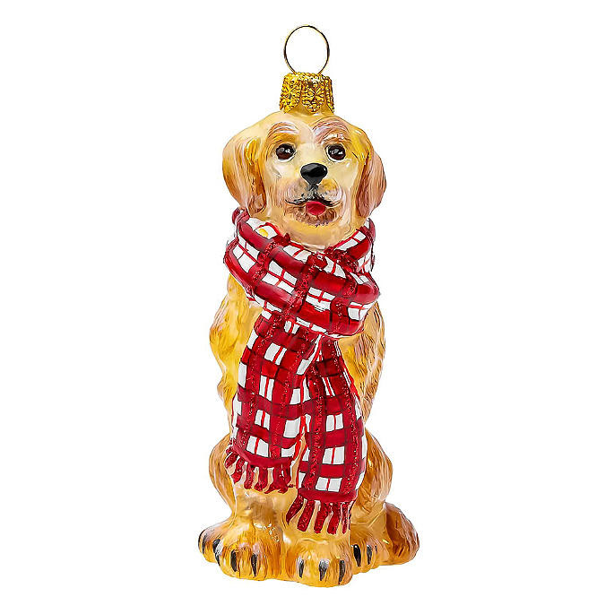 Golden Retriever with Plaid Scarf | Frontgate