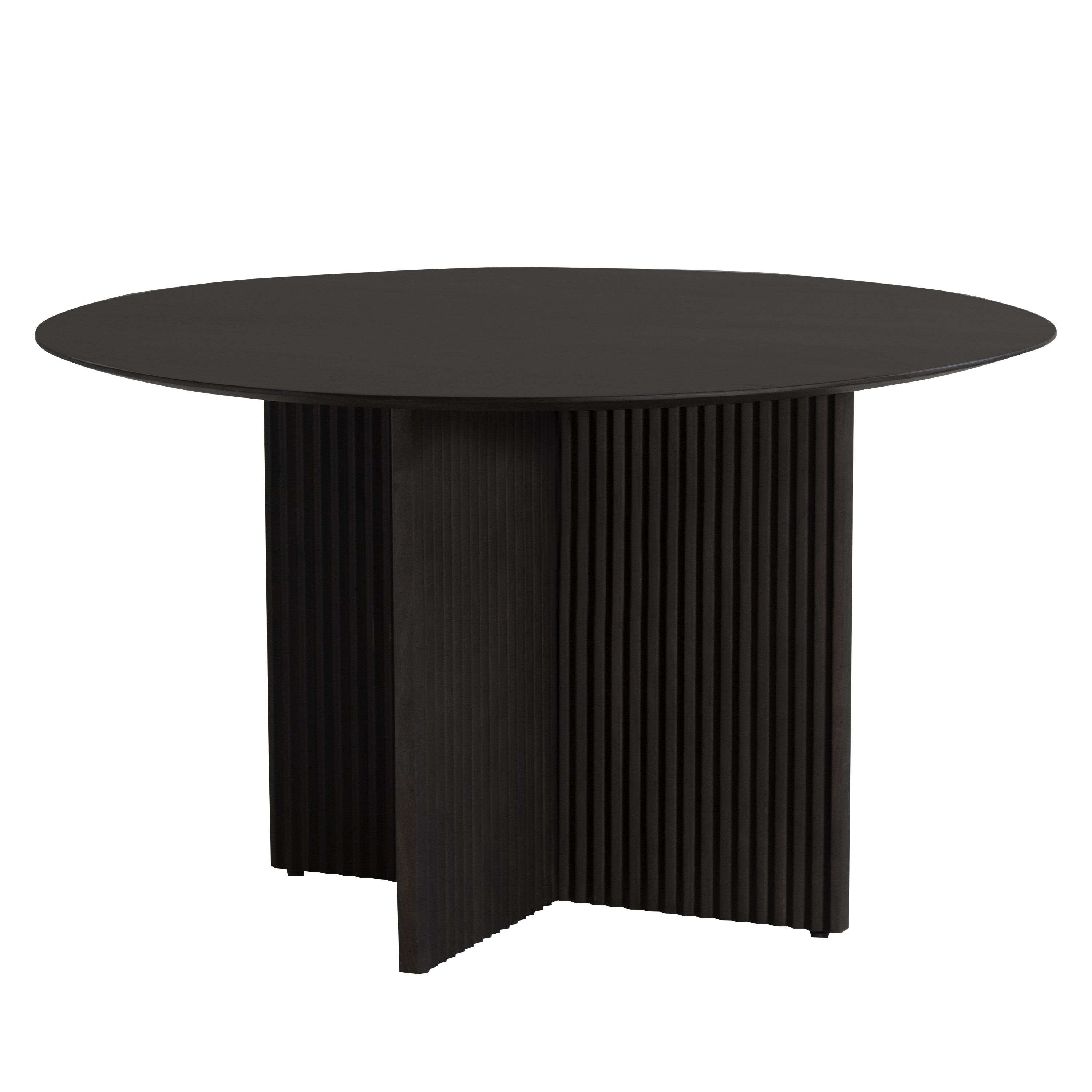 Karan Round Black Wood Fluted Cross Base Dining Table | World Market