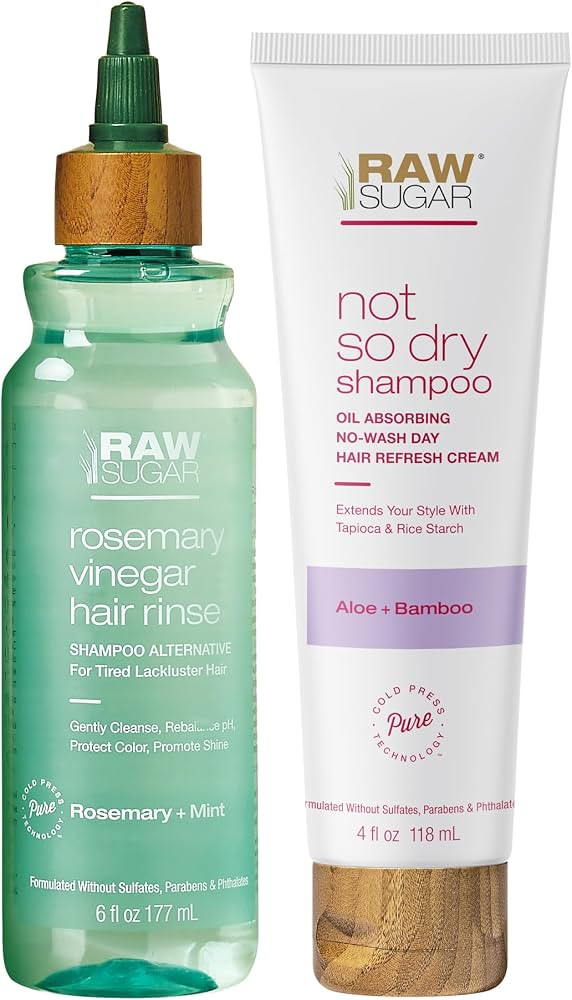 Raw Sugar Hair Care & Styling Kit - Rosemary + Apple Cider Vinegar Rinse & Not So Dry Shampoo, Fo... | Amazon (US)