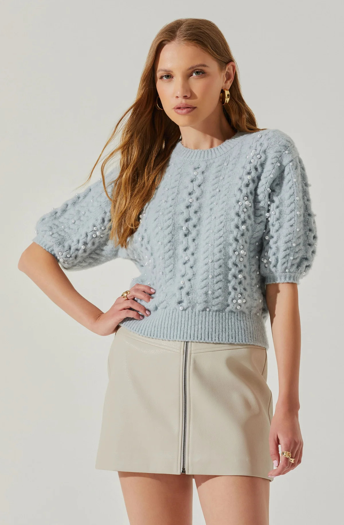 Koami Embellished Puff Sleeve Sweater | ASTR The Label (US)