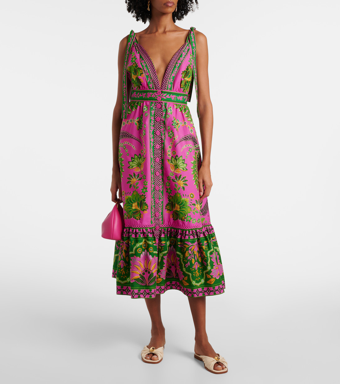 Ana Tapestry Pink cotton midi dress | Mytheresa (US/CA)