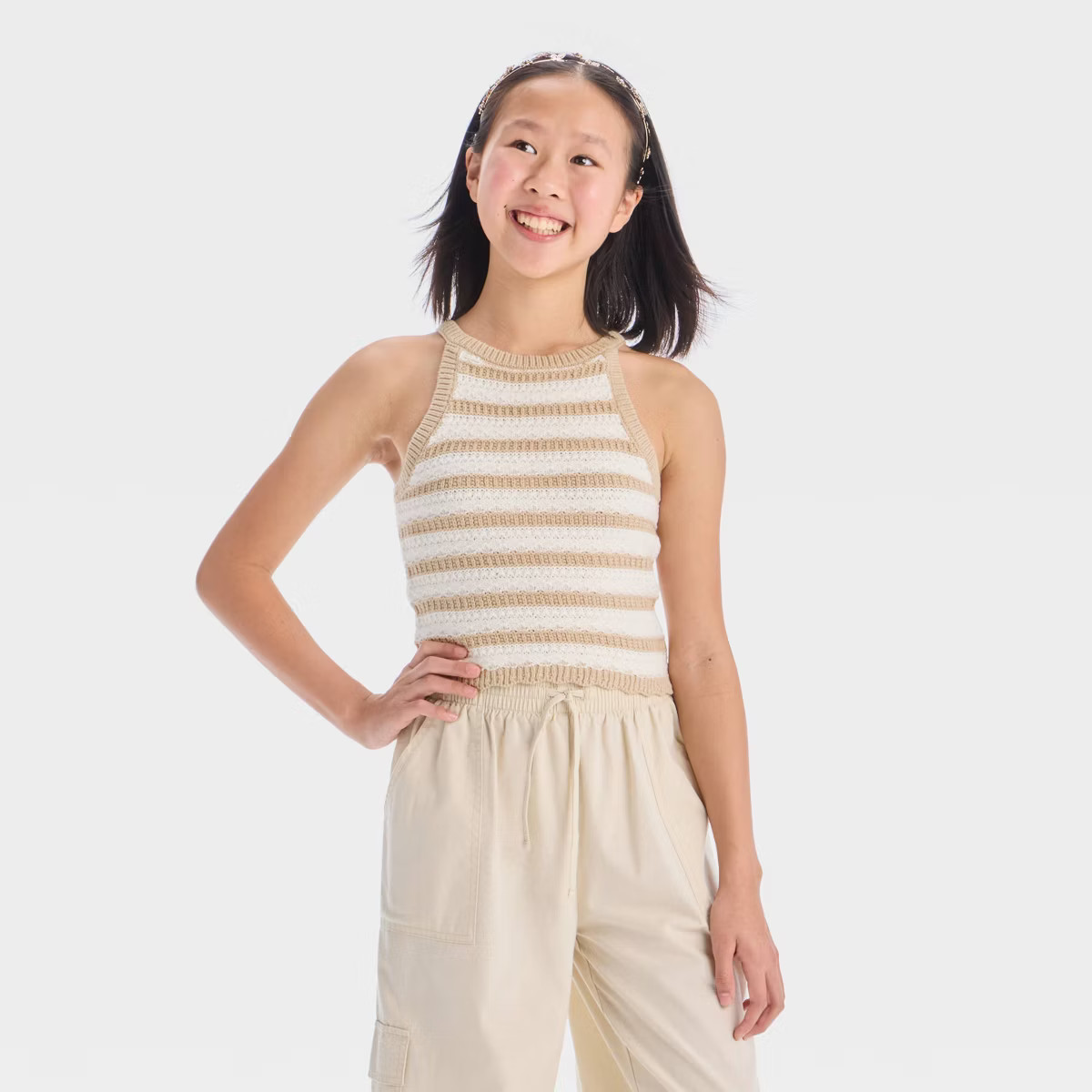 Girls' Striped Halter Sweater Tank - art class™ | Target