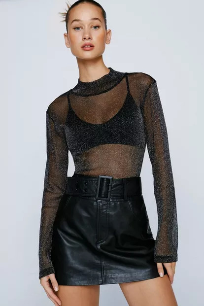Petite Sheer Long Sleeve Funnel Neck Top | Nasty Gal UK (+IE)