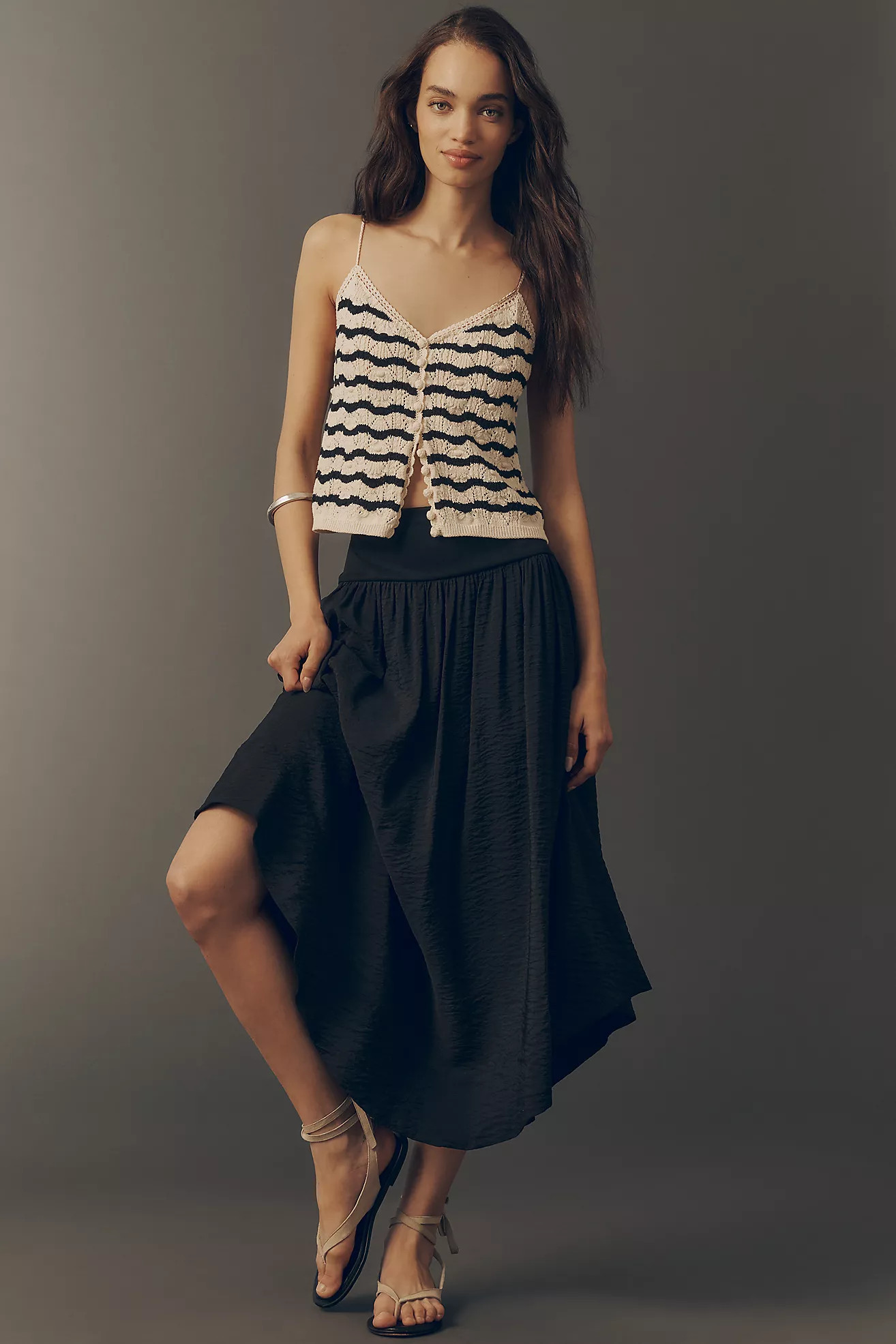 By Anthropologie Drop-Waist Midi Skirt | Anthropologie (US)