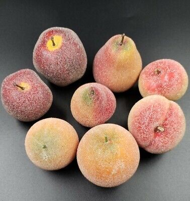 Vintage Faux Fruit Lot Beaded Sugared Decorative Apple Pear Orange Peach Frosted  | eBay | eBay US