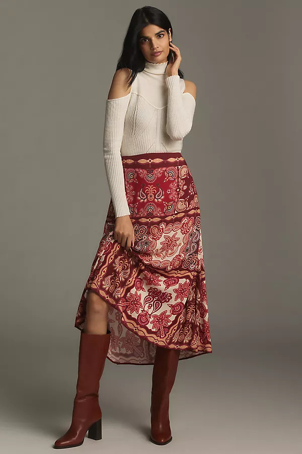 x Anthropologie Satin Slip Midi Skirt | Anthropologie (US)