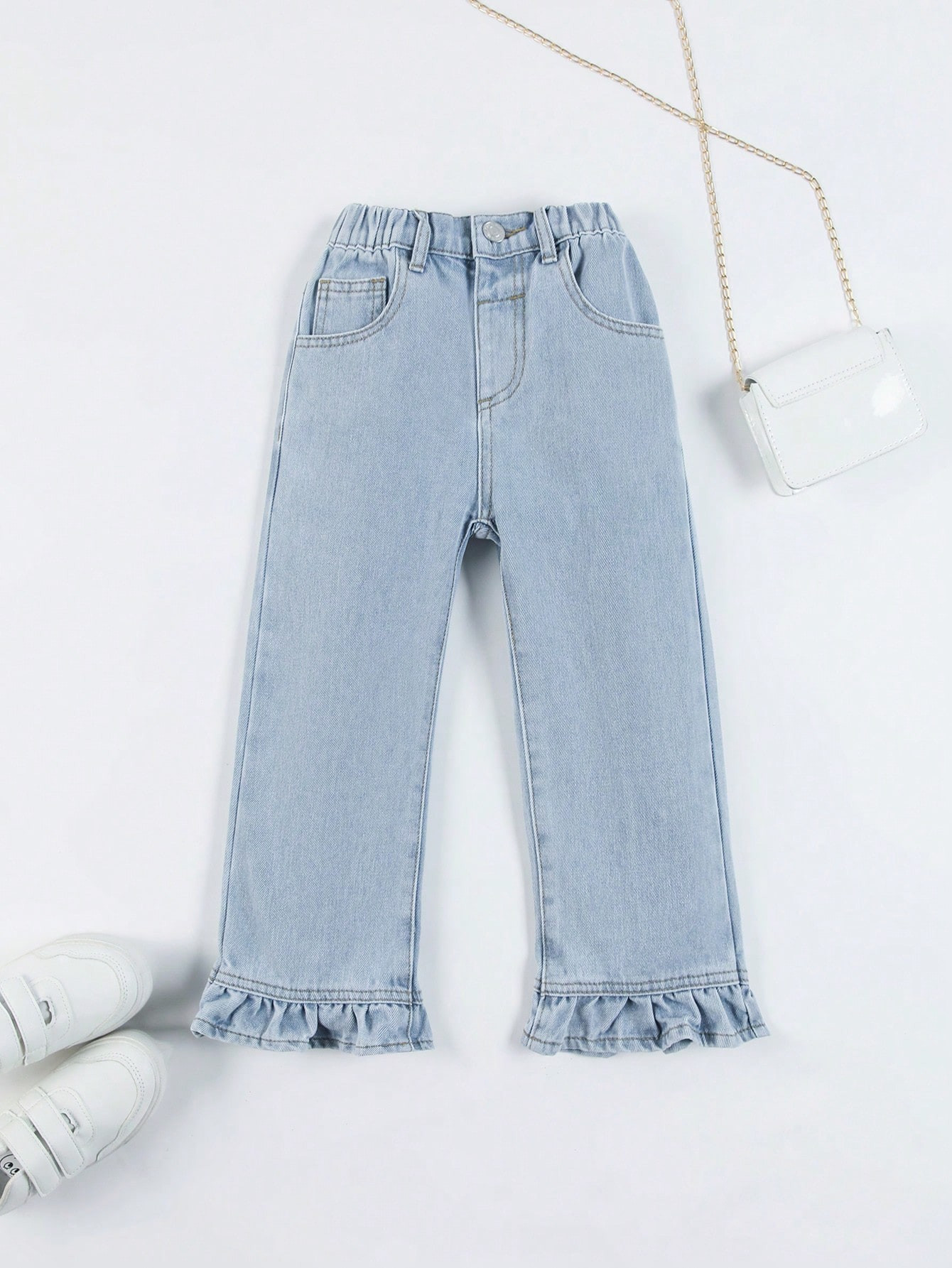 Young Girl Ruffle Hem Jeans | SHEIN