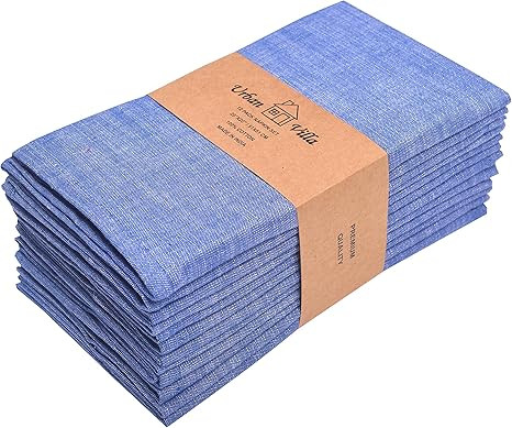Urban Villa, Chambray Slub Blue/White Color Dinner Napkins, Everyday Use, Premium Quality,100% Co... | Amazon (US)