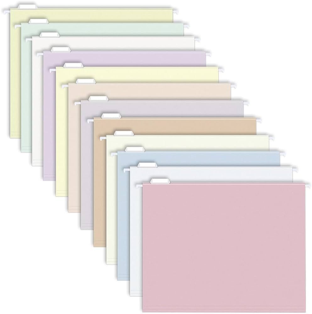 MagDurnus Hanging File Folders, Pastel Color Design,Letter Size with 1/5 Adjustable Cut Tabs, Ass... | Amazon (US)