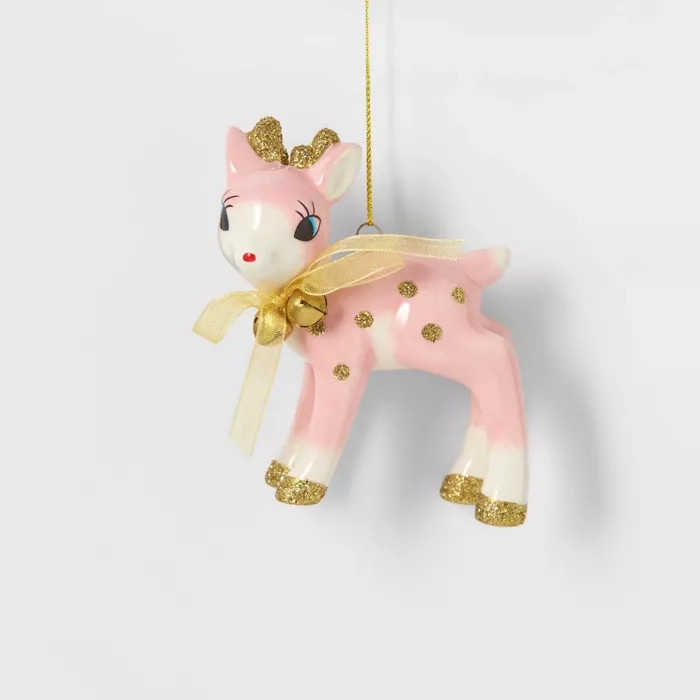 Retro Deer Christmas Tree Ornament Pink/Gold - Wondershop™ | Target
