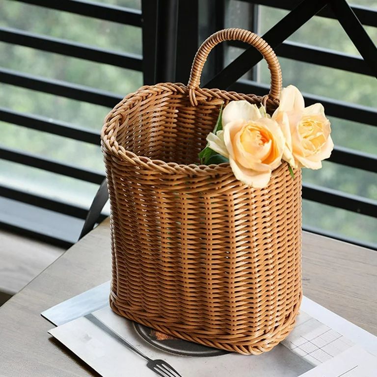 Basket with Handle Woven Hanging Baskets for Living Room Fruit Sundries Organizer Hand-Woven Bask... | Walmart (US)