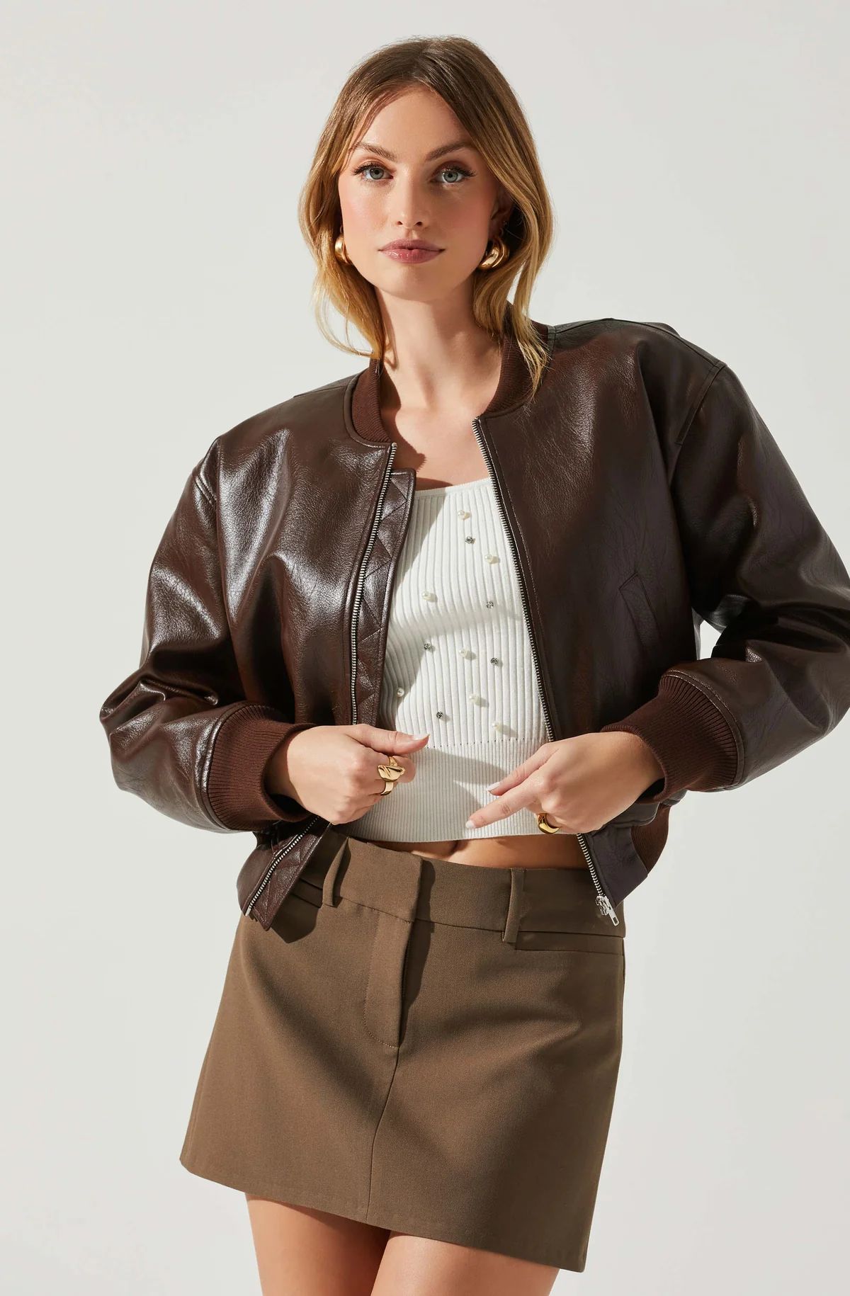 Avianna Faux Leather Bomber Jacket | ASTR The Label (US)
