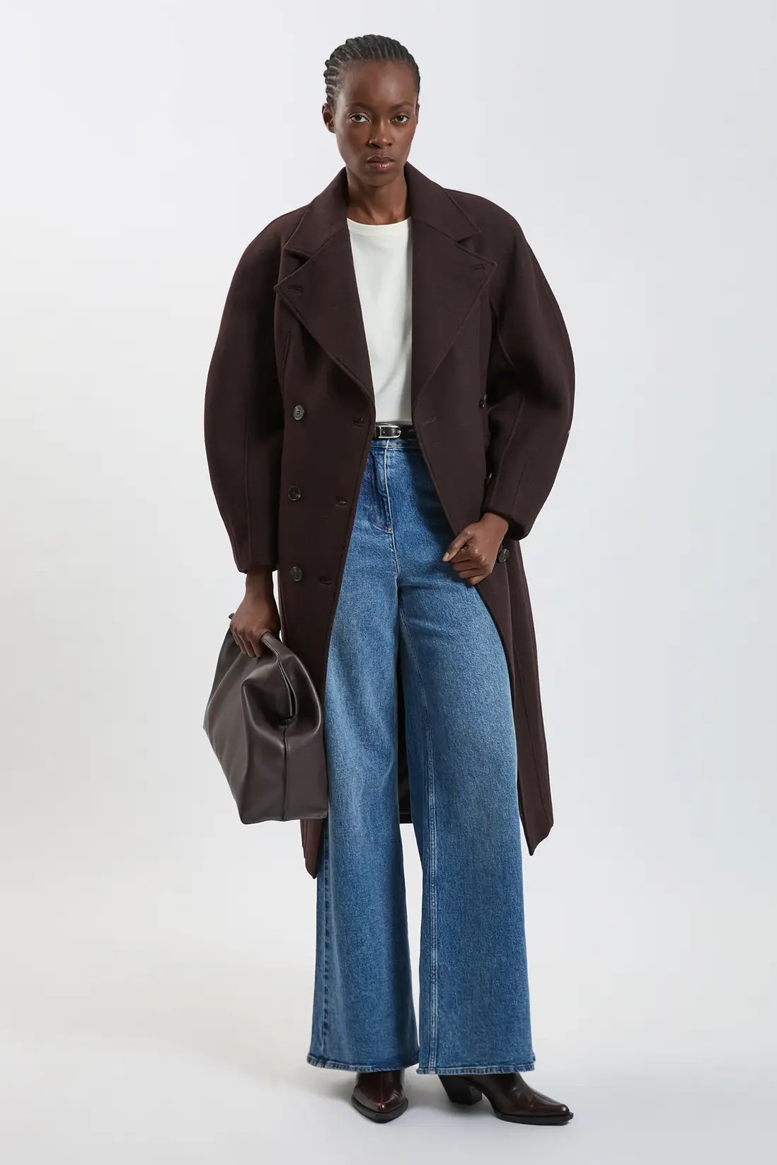 Wool Rounded Sleeve Tailored Midi Coat | Karen Millen