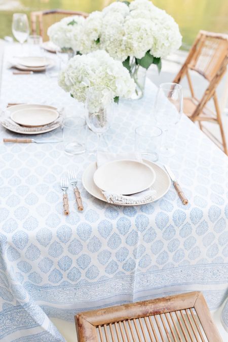 Al fresco dining inspiration 
Block print table cloth 

#LTKhome #LTKstyletip #LTKsalealert
