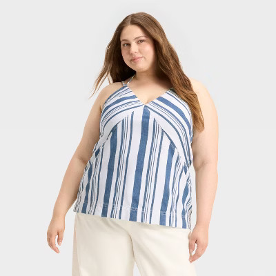 Women's Striped Denim Tank Top - Universal Thread™ Navy | Target