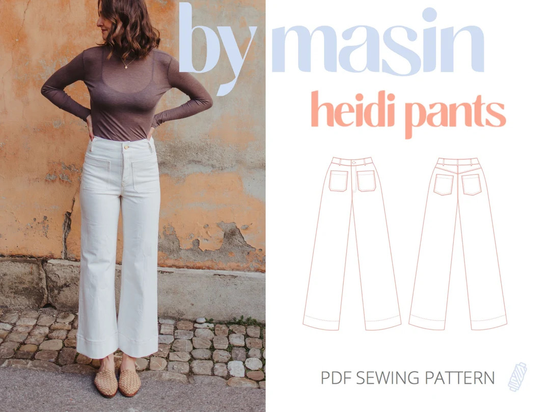 Pants PDF Sewing Pattern, High Waisted Pants, Wide Leg Jeans, Digital Sewing Pattern, DIY Trouser... | Etsy (US)