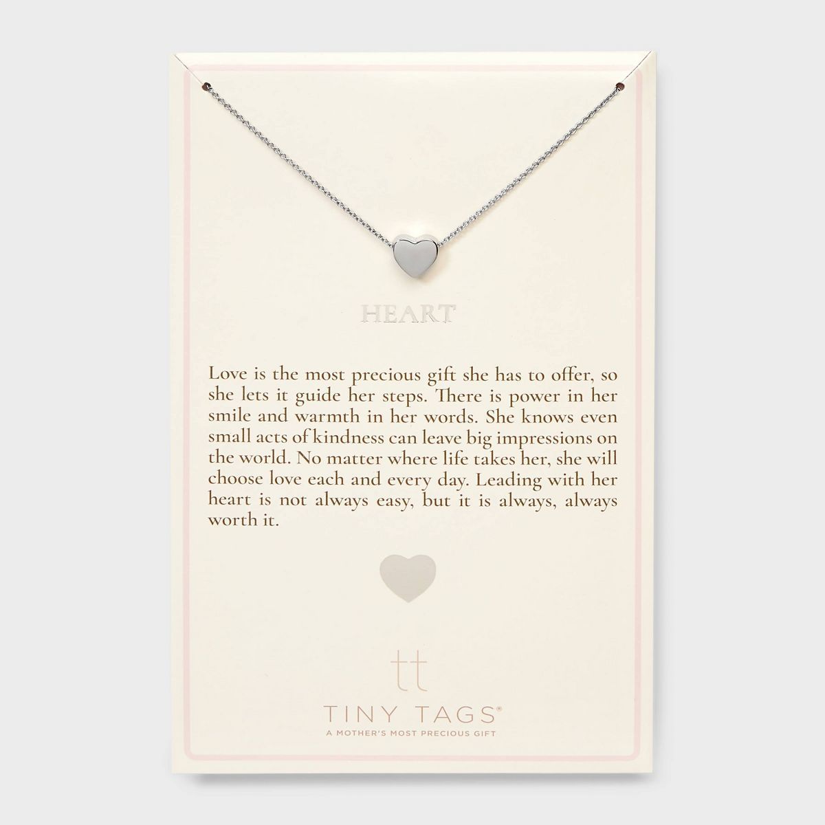 Tiny Tags Silver Plated Heart Chain Necklace - Silver | Target