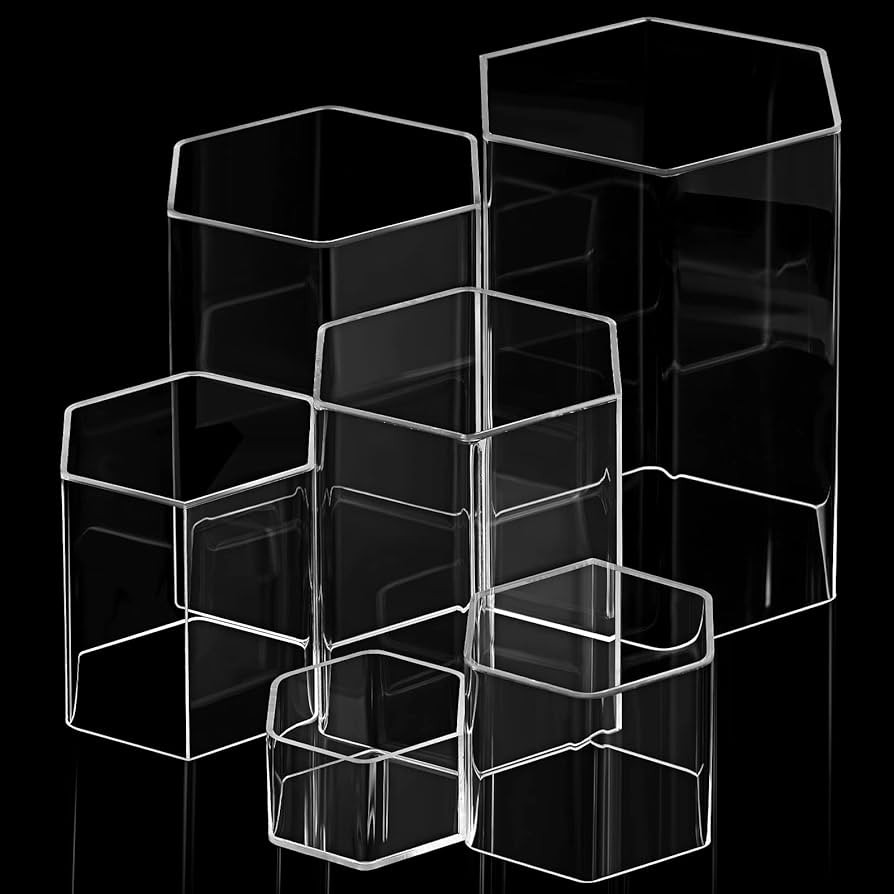 Jetec Hexagonal Jewelry Display Risers Hexagonal Market Display Risers Stands Acrylic Showcase Ac... | Amazon (US)