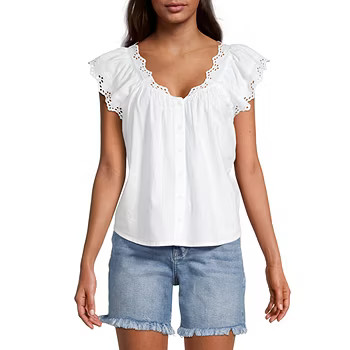 new!a.n.a Womens Short Sleeve Regular Fit Button-Down Shirt | JCPenney