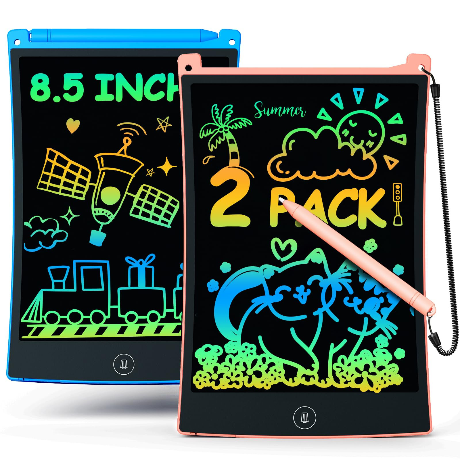 bravokids 2 Pack LCD Writing Tablet with Stylus, 8.5 inch Colorful Doodle Board Drawing Pad for K... | Amazon (US)