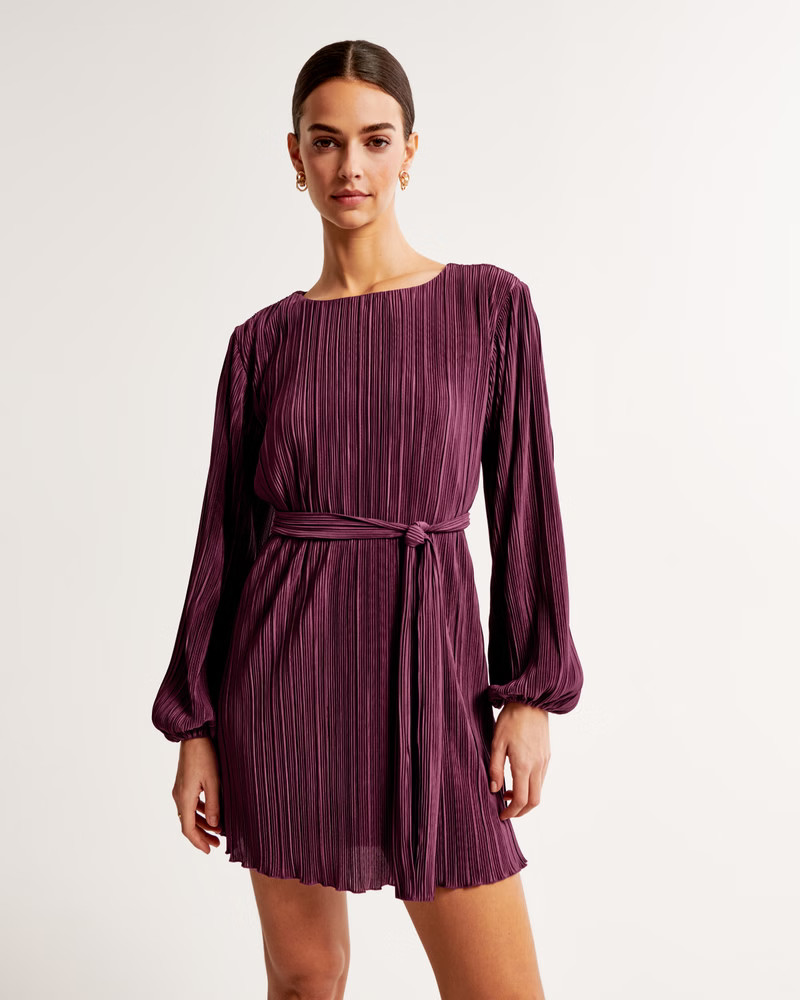 Women's Satin Plisse Easy Mini Dress | Women's Dresses & Jumpsuits | Abercrombie.com | Abercrombie & Fitch (US)