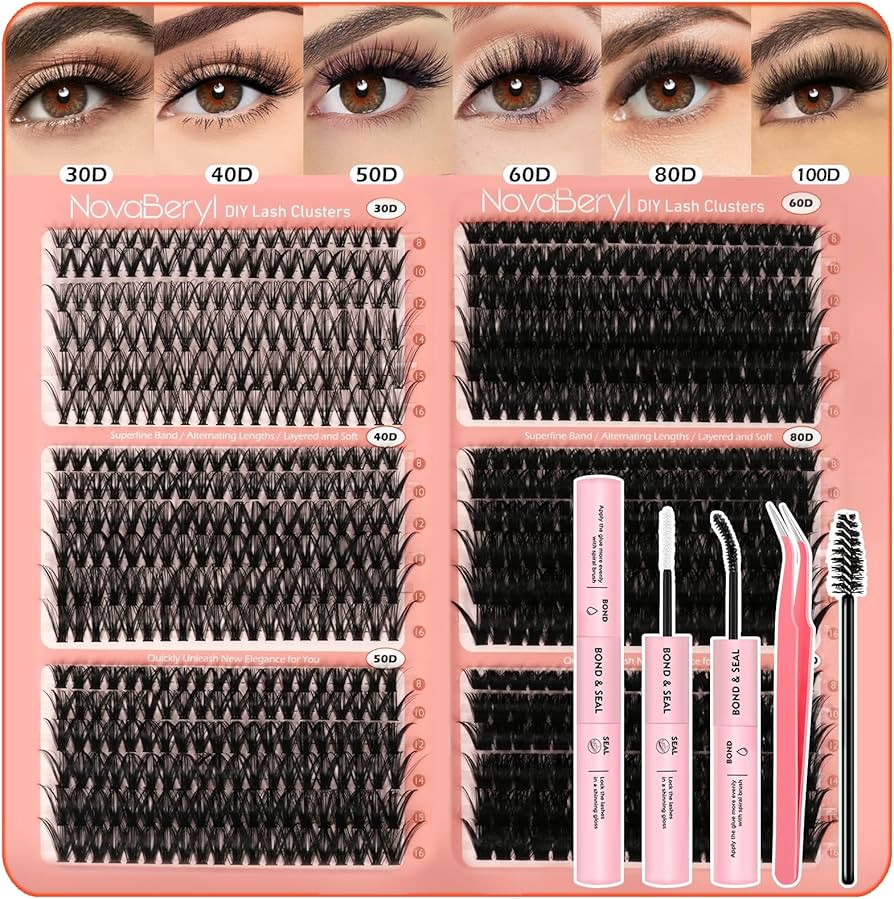 Lash Clusters Kit–708PCS DIY Eyelash Extension Kit with Bond & Seal, C Curl 30D–100D 0.07mm S... | Amazon (US)