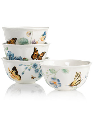 Lenox  Set of 4 Butterfly Meadow Blue Assorted Bowls - Macy's | Macy's