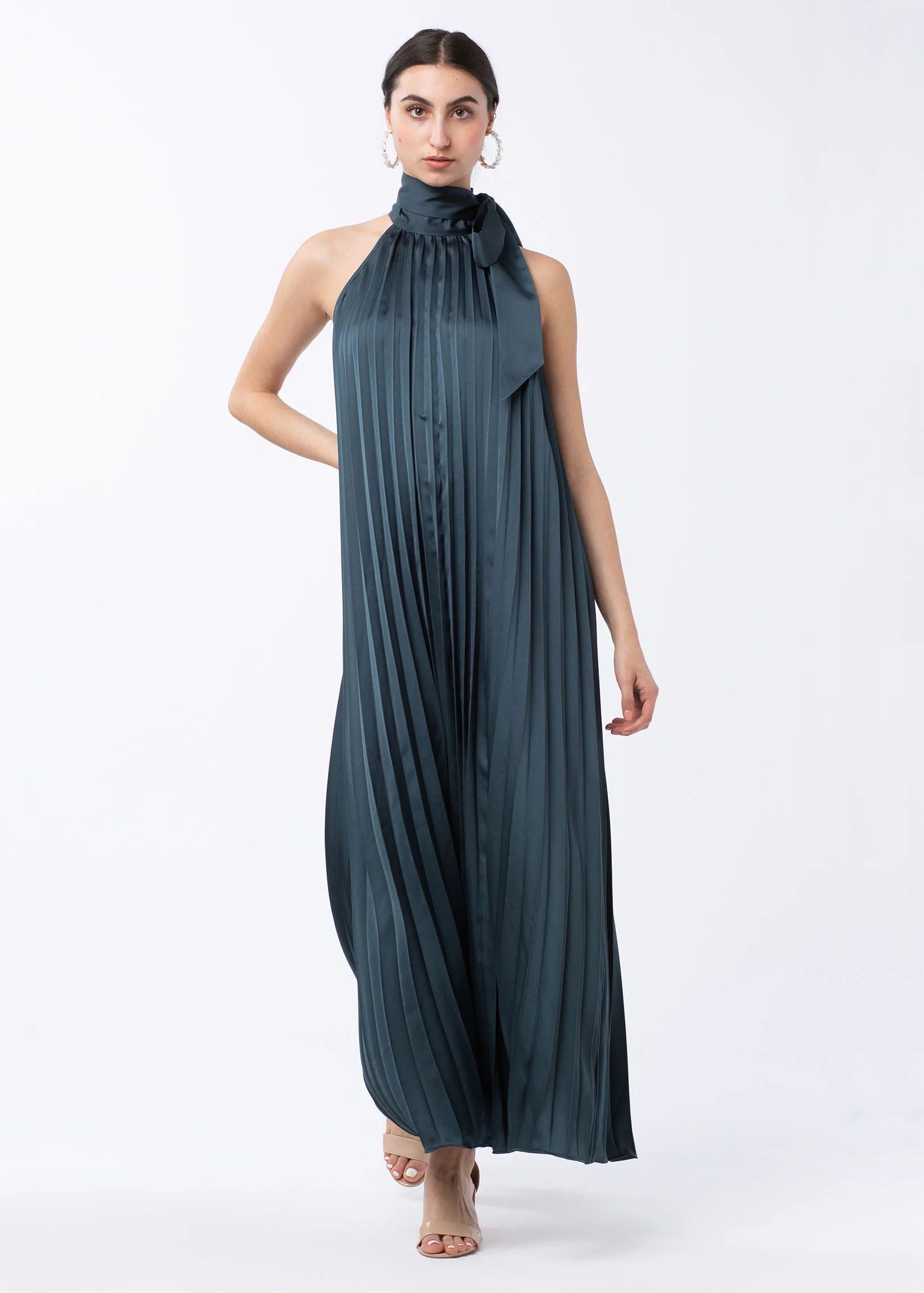 POPPY PLEATED GOWN BLUE | Abbey Glass