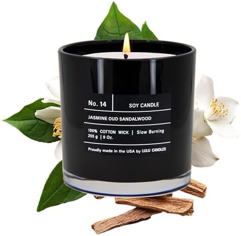 Lulu Candles | Jasmine, Oud & Sandalwood | Luxury Scented Soy Jar Candle | Hand Poured in The USA... | Amazon (US)