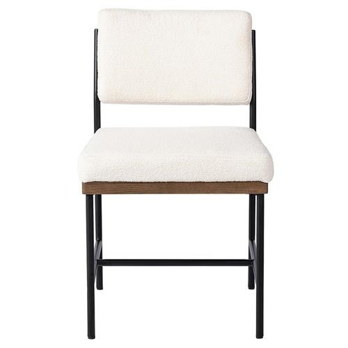 Ellie Industrial White Performance Black Iron Frame Dining Chair | Kathy Kuo Home