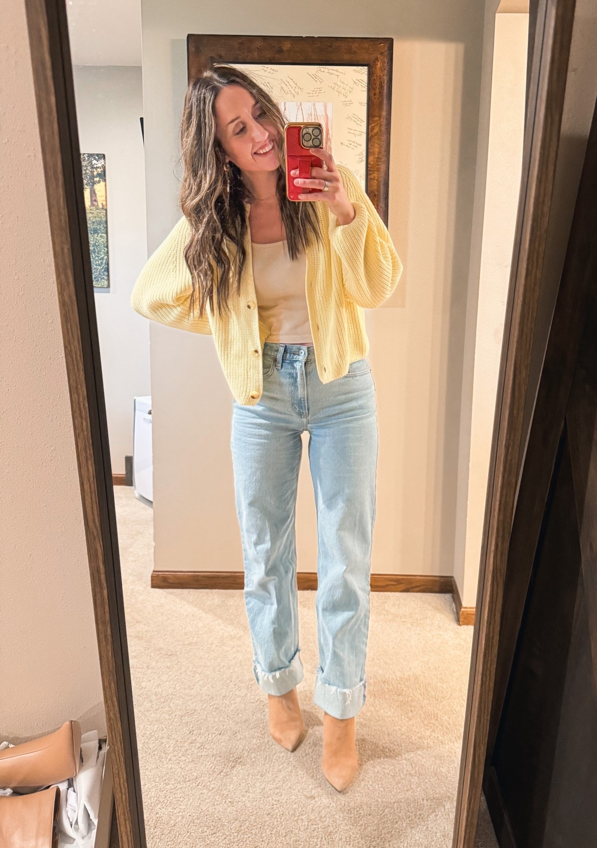 My fave church fit is cozy AND cute. Wearing a 26 long in the jeans, 8.5 in the boots, and a small in the tank and sweater

#LTKSeasonal #LTKShoeCrush