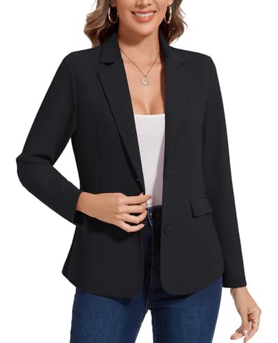 MINTLIMIT Black Blazer for Women Long Sleeve Fitted Blazers Suit Lapel Button Jackets with Pockets Tailored Outfit(Black XL) | Amazon (US)