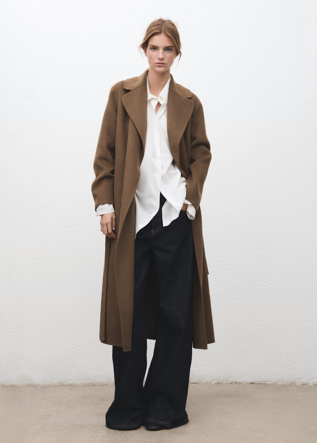 Handmade wool coat with belt medium brown - Woman - M - MANGO | MANGO (UK)