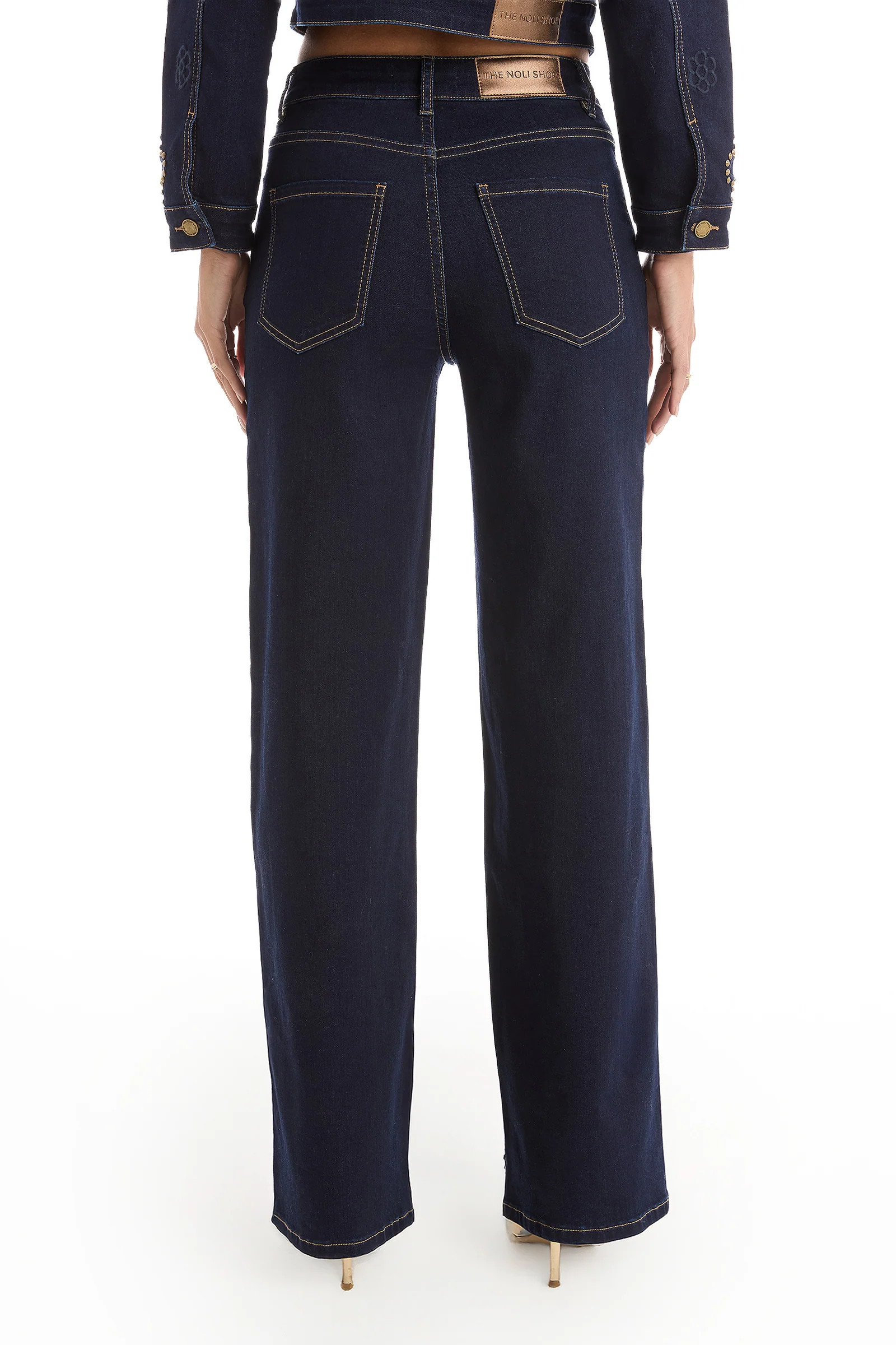 Kaia Studded High Rise Jean - Indigo | The Noli Shop